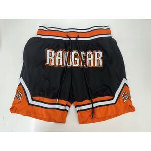 RawGear Mens Shorts Size Medium Black Orange Front Embroidered Drawstring